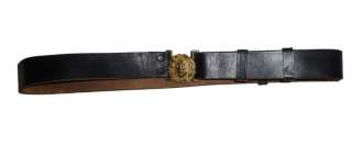 BULGARIAN MARINE NAVY ANCHOR OFFICER LEATHER BELT AND BRASS BUCKLE 
