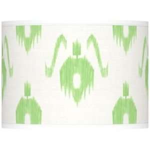  Green Ikat Pattern Giclee Lamp Shade 13.5x13.5x10 (Spider 
