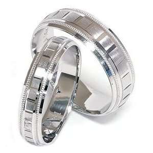Pompeii3 Inc. Matching His Hers White Gold Wedding Band Ring New Set 