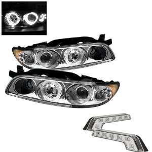   1PC Chrome Projector Headlights and LED Day Time Running Light Package