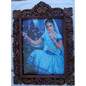  India Elegant Traditional Lady, Poster Pic in Wood Frame 