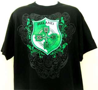 Mens T Shirt Ireland Celtic Cross Shield Embellish 2XL  