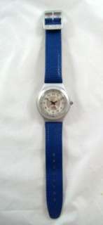 Mens Aluminum Swiss Made Swatch Irony In Case French Leather Blue 