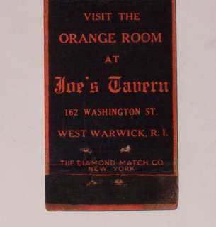 1940s Visit Orange Room Joes Tavern West Warwick RI MB  
