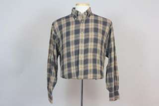 Vtg Jos A Bank Brown Plaid Cotton Flannel Shirt M  