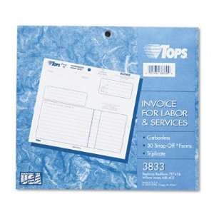 Tops Labor Service Invoices, Snap Off Carbonless Sets, Triplicate, 50 