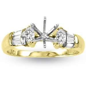  Semi Mount Ring with 0.45ct tw of Baguette & Marquese Diamonds   10