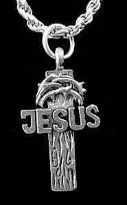 Jesus Christ crown of thorns Cross Silver Charm Pendant  