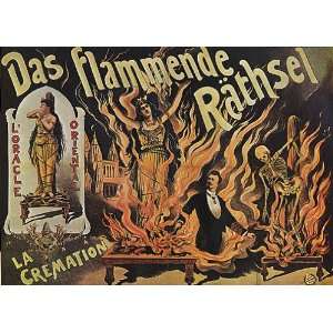  Great Rathsel Das Flammende Magic Magician Vintage Poster 