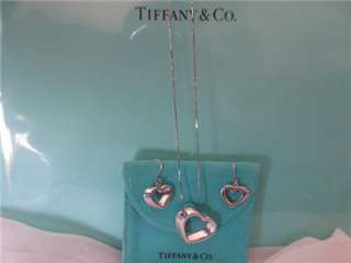 Tiffany & Co. Open Heart Sterling Silver Necklace & Earring Set