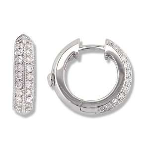 1/2 Carat Diamond Hoop Earrings in White Gold (with Safety 