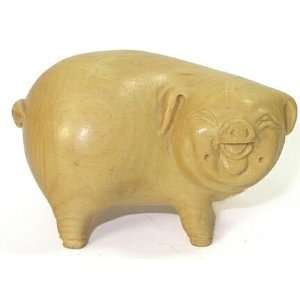  Happy Piggy   Wood Netsuke