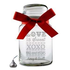  Love is Sweet Personalized Glass Candy Jar: Kitchen 