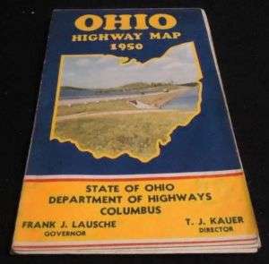 1950 Vintage Official State Road Map OHIO OH  