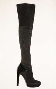 GUCCI Karen Brown Stretch Suede Over The Knee OTK Boots Shoes 38 NIB 