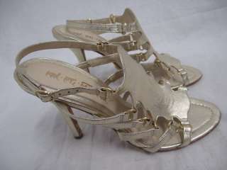 Shoes Gold Leather High Heel Sandals sz 8  