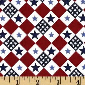   Diamond Stars Red/White/Blue Fabric By The Yard Arts, Crafts & Sewing