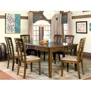   Chairs Set with Lattice Design Rich Walnut Finish: Furniture & Decor