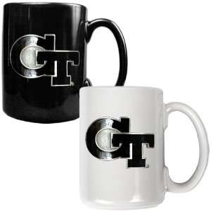  Georgia Tech 2 Piece Coffee Mug Set (Team Colors): Sports 
