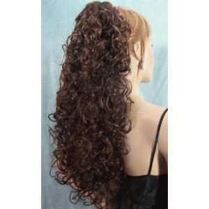 MIRAGE Clip On Curly Hairpiece Wig #HL4 30 DARK BROWN/LIGHT AUBURN by 