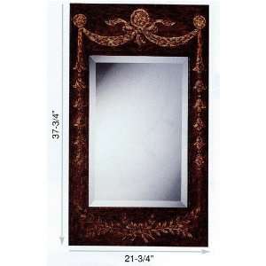  38 Decorative Rectangle Floral Wood Frame Beveled Wall Mirror 