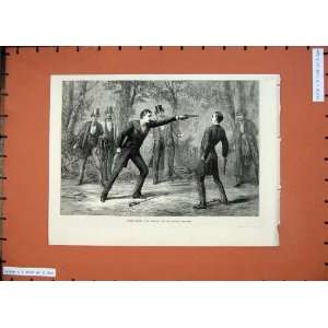   1874 Scene Led Astray Gaiety Theatre Men Shooting Art
