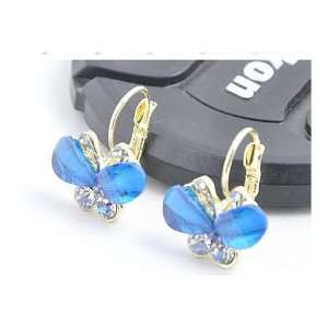  Vintage Beautiful Butterfly Crystal Diamond Clasp Earrings 