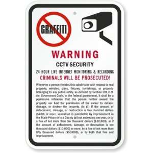  Warning CCTV Security (with Graphic) Aluminum Sign, 18 x 