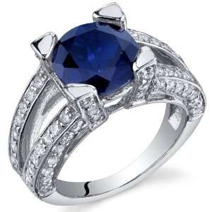 Boldly Glamorous 3.75 Carats Blue Sapphire Ring in Sterling Silver 