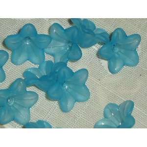  Matte Caribbean Blue Lily Lucite Flower Beads Arts 