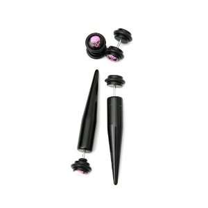  Pink Skull Faux Taper And Plug 4 Pack Jewelry
