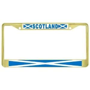  Scotland Scottish Flag Gold Tone Metal License Plate Frame 