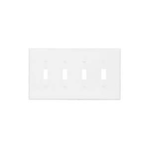    Four Gang Thermoplastic Switch Plate, White