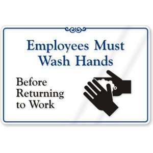   Hands Before Returning to Work (with symbol) ShowCase Sign, 9 x 6
