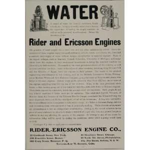  1902 Vintage Print Ad Rider Ericsson Engine Water Pump 