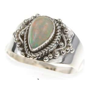  925 Sterling Silver ETHIOPIAN FIRE OPAL Ring, Size 7.75, 3 