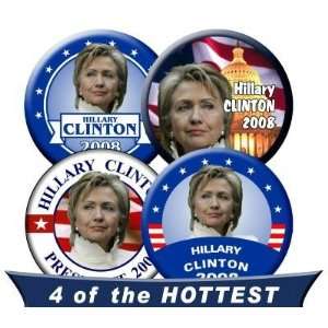   SET OF 4 HILLARY CLINTON CAMPAIGN PIN BUTTONS 2 1/4 