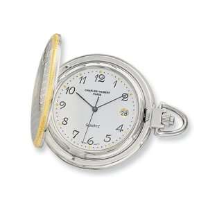   Hubert 14k Gold plated Two tone White Dial Pocket Watch Jewelry