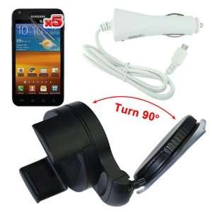 Protector+White Micro USB Car Charger+Black Universal 360 Degree Car 