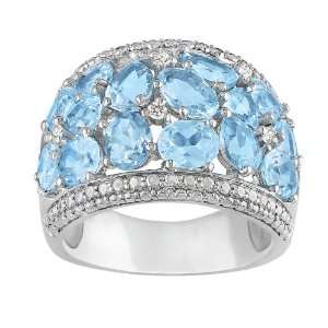   TGW Sky Blue Topaz 0.07 CT TDW Diamond Fashion Ring (G H, I3) Jewelry