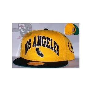  Los Angeles Two Tone Gold/Black Snapback Hat Cap: Sports 