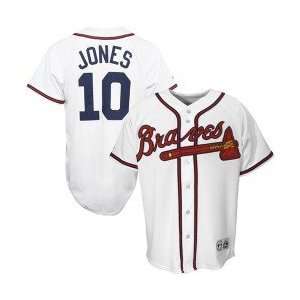  Atlanta Braves #10 Chipper Jones White Replica Baseball 