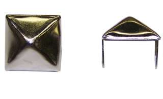 100 1/2 INCH PYRAMID STUDS SILVER 2 PRONG MOTORCYCLE JACKET LEATHER 