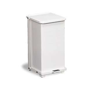   White Metal Step On Trash Can   24 Gallon with Galvanized Liner
