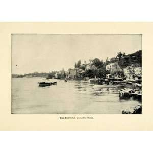  1901 Print Bosporus Asiatic Side Waterway Boats Shoreline 