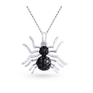  10k White Gold Round Shaped Black and White Diamond Spider 