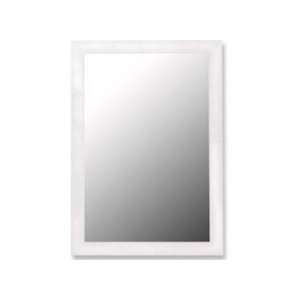 hang wall mirror with a glossy white finish with petite ribbed texture 