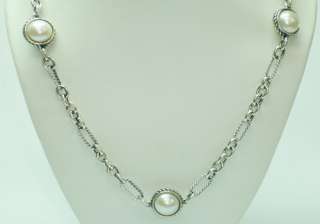 David Yurman Pearl Cable Wrap Chain Necklace  