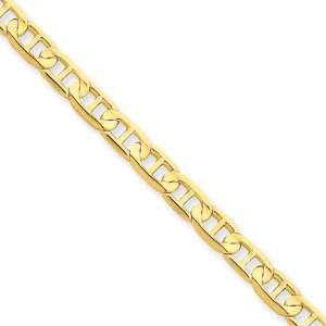   5mm, 14 Karat Yellow Gold, Concave Anchor Chain   22 inch Jewelry