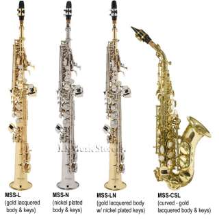 New Mendini Gold Silver Soprano Saxophone or Curved Sax  